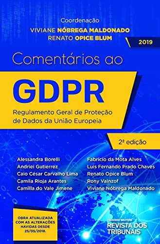 Livro PDF Comentários ao GDPR: regulamento Geral de Proteção de Dados da União Europeia