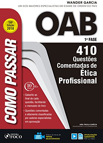 Livro PDF Como passar na OAB 1ª Fase: ética profissional: 410 questões comentadas