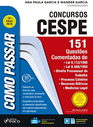 Livro PDF Como passar em concursos CESPE: 151 questões comentadas: Lei 8.112/1990, Lei 8.666/1993, direito processual do trabalho, processo coletivo, recursos hídricos, medicina legal