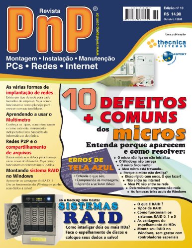 Livro PDF PnP Digital nº 10 – Os 10 Defeitos mais comuns dos micros, Sistemas RAID, topologias de rede, multímetros, erros de tela azul do Windows e outros assuntos